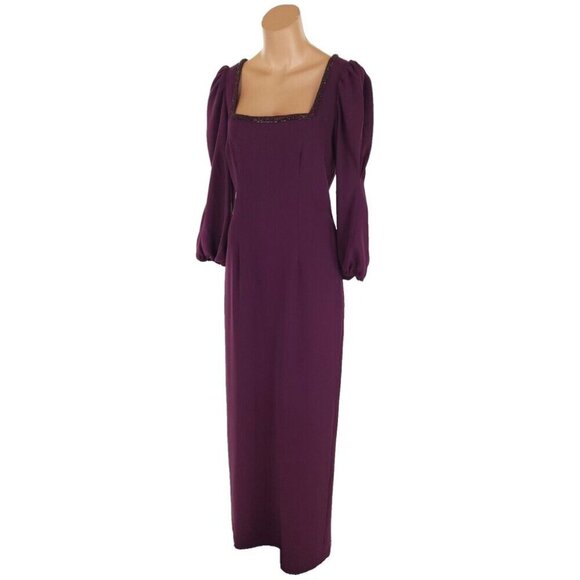 Sachin & Babi Ginny Crystal-trimmed Crepe Gown Size 4 Plum $695 - Picture 4 of 14